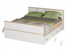 Двуспальная кровать 1,4м Сакура (дуб сонома/белый) в Чокурдахе - chokurdah.mebel-nsk.ru | фото