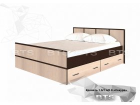 Кровать двуспальная с ящиками 1,4м Сакура (BTS) в Чокурдахе - chokurdah.mebel-nsk.ru | фото