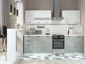 Кухонный гарнитур Дуся 2,0 м (белый глянец/цемент) в Чокурдахе - chokurdah.mebel-nsk.ru | фото