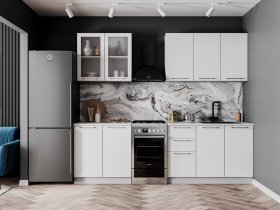 Кухонный гарнитур Олива 2,0 м (белый металлик) в Чокурдахе - chokurdah.mebel-nsk.ru | фото