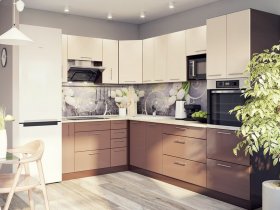Модульная кухня Классика (ваниль/шоколад) в Чокурдахе - chokurdah.mebel-nsk.ru | фото
