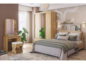 Модульная спальня Виктория-1 (дуб крафт золотой) в Чокурдахе - chokurdah.mebel-nsk.ru | фото