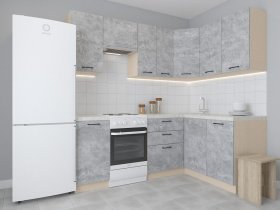 Модульная угловая кухня 1,4м*2,1м Лада (цемент) в Чокурдахе - chokurdah.mebel-nsk.ru | фото