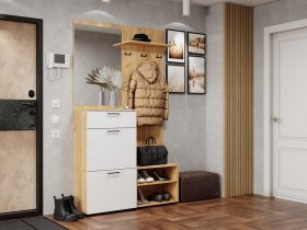 Прихожая Монтана (дуб крафт золотой/белый) в Чокурдахе - chokurdah.mebel-nsk.ru | фото
