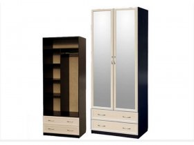 Шкаф двухстворчатый с ящиками с 2-мя зеркалами  (профиль МДФ) в Чокурдахе - chokurdah.mebel-nsk.ru | фото