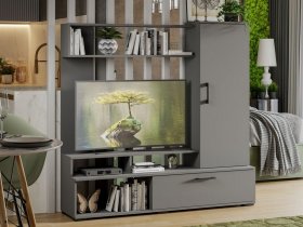 Стенка «Сиена» (графит серый) в Чокурдахе - chokurdah.mebel-nsk.ru | фото