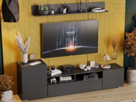 Стенка «Сильвия» (графит серый) в Чокурдахе - chokurdah.mebel-nsk.ru | фото