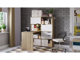 Стол письменный тип 7 (дуб сонома/белый ясень) в Чокурдахе - chokurdah.mebel-nsk.ru | фото