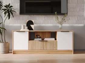 Тумба под ТВ  ТМ-001 Ивис (дуб крафт золотой/белый) в Чокурдахе - chokurdah.mebel-nsk.ru | фото